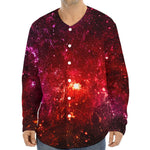 Fiery Nebula Universe Galaxy Space Print Long Sleeve Baseball Jersey