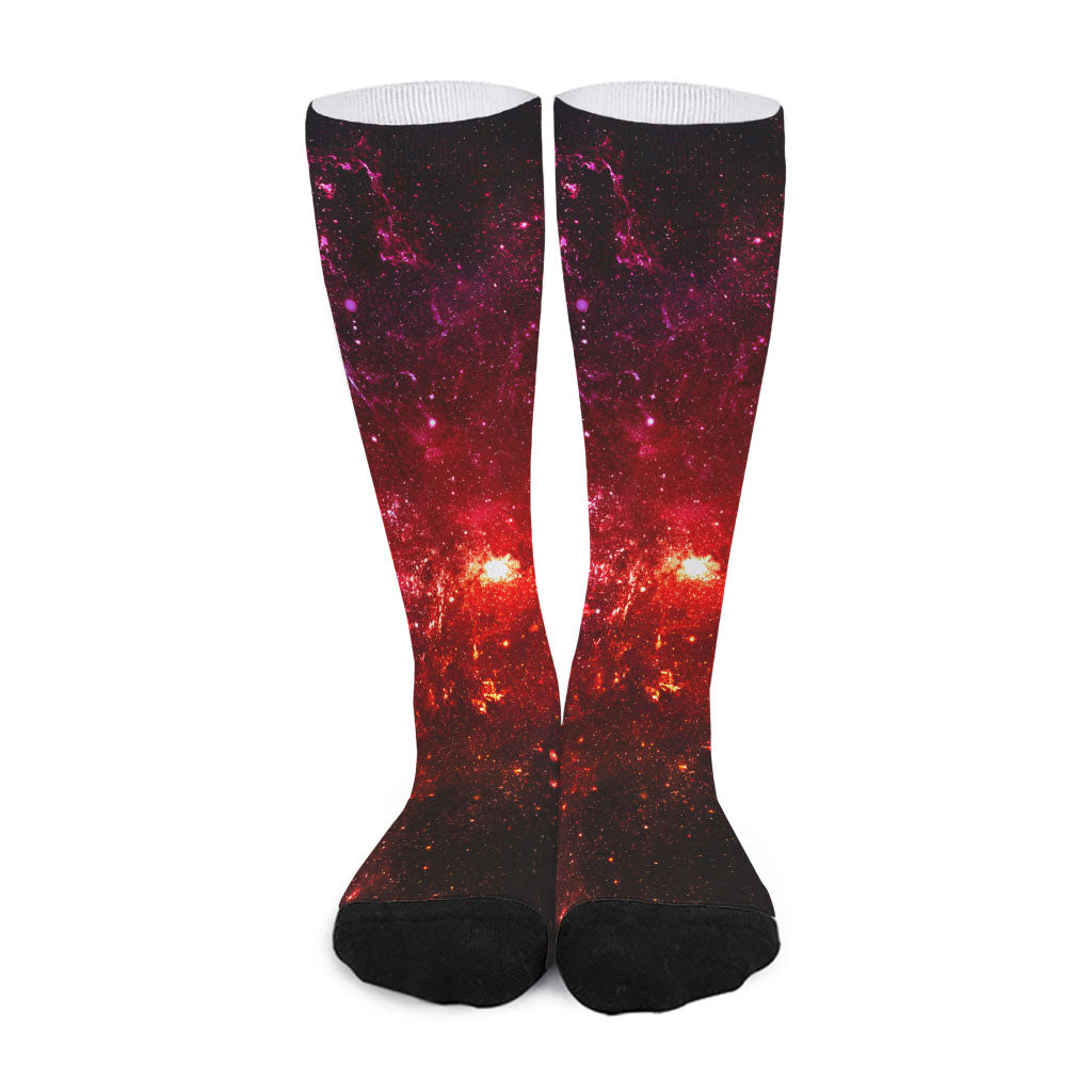 Fiery Nebula Universe Galaxy Space Print Long Socks
