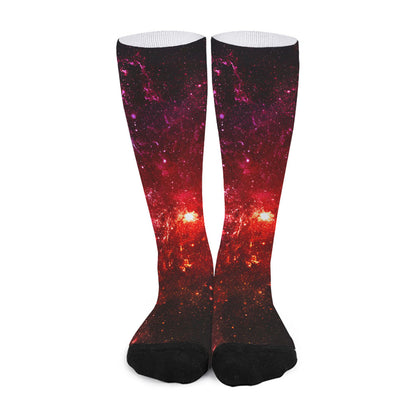 Fiery Nebula Universe Galaxy Space Print Long Socks