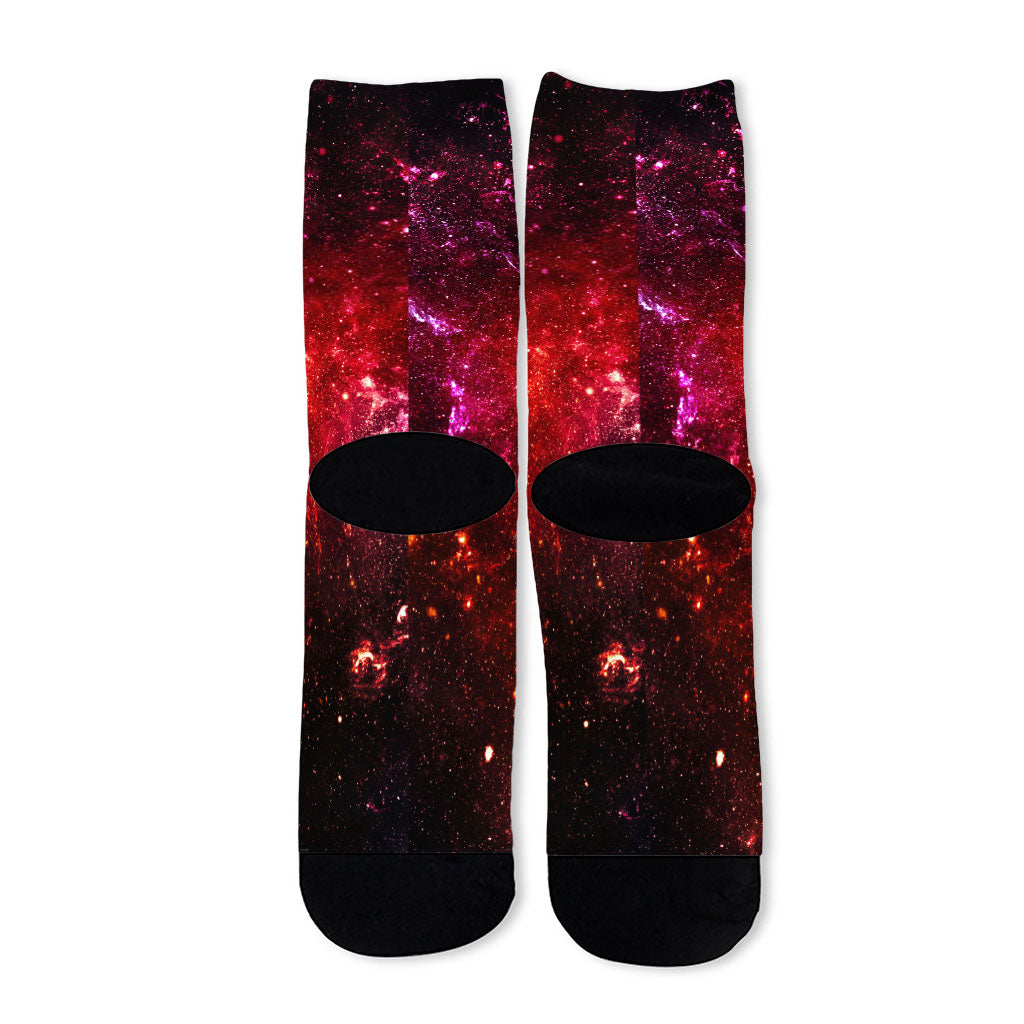 Fiery Nebula Universe Galaxy Space Print Long Socks