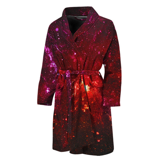 Fiery Nebula Universe Galaxy Space Print Men's Bathrobe