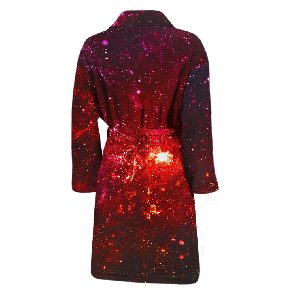 Fiery Nebula Universe Galaxy Space Print Men's Bathrobe