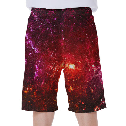 Fiery Nebula Universe Galaxy Space Print Men's Beach Shorts