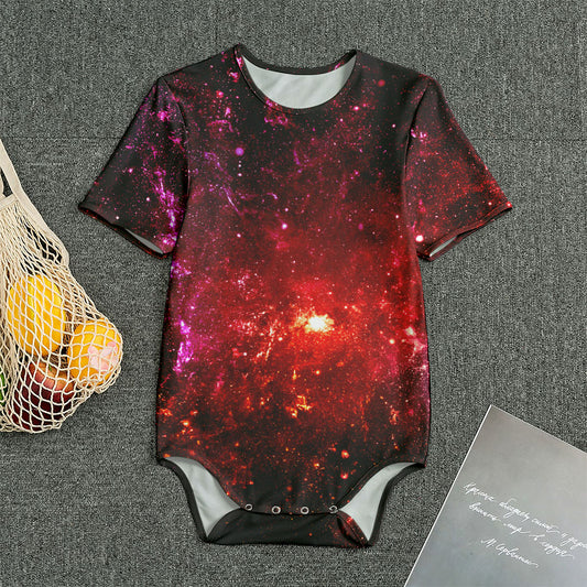 Fiery Nebula Universe Galaxy Space Print Men's Bodysuit