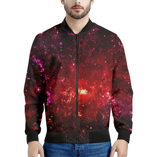 Fiery Nebula Universe Galaxy Space Print Men's Bomber Jacket