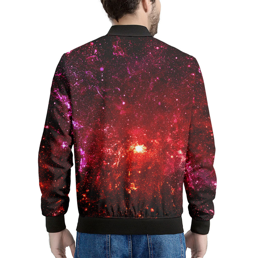 Fiery Nebula Universe Galaxy Space Print Men's Bomber Jacket