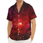Fiery Nebula Universe Galaxy Space Print Men's Deep V-Neck Shirt