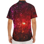 Fiery Nebula Universe Galaxy Space Print Men's Deep V-Neck Shirt