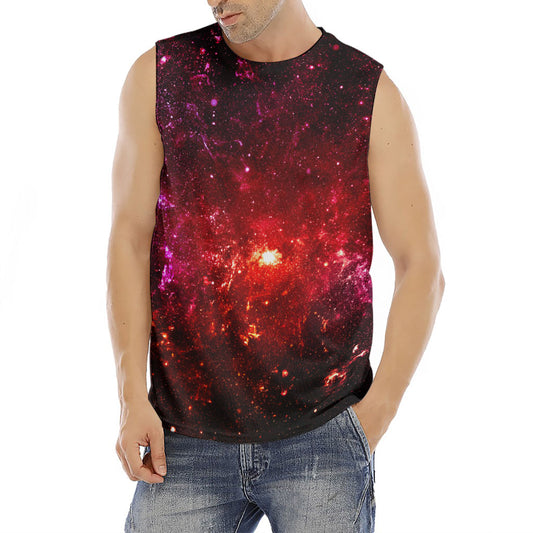 Fiery Nebula Universe Galaxy Space Print Men's Fitness Tank Top