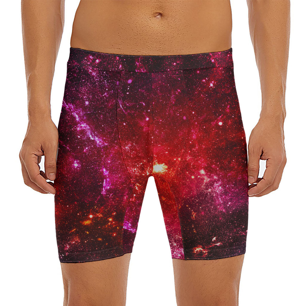 Fiery Nebula Universe Galaxy Space Print Men's Long Boxer Briefs