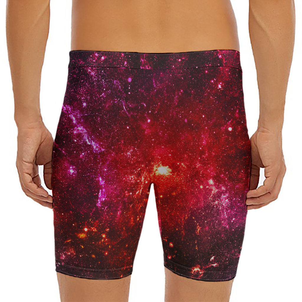 Fiery Nebula Universe Galaxy Space Print Men's Long Boxer Briefs