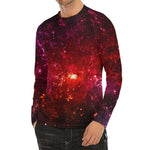 Fiery Nebula Universe Galaxy Space Print Men's Long Sleeve Rash Guard