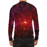 Fiery Nebula Universe Galaxy Space Print Men's Long Sleeve Rash Guard