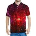 Fiery Nebula Universe Galaxy Space Print Men's Polo Shirt