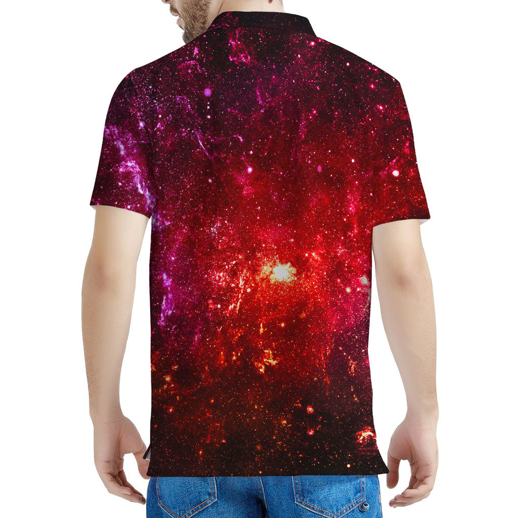 Fiery Nebula Universe Galaxy Space Print Men's Polo Shirt