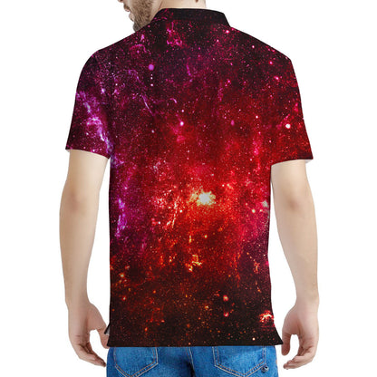 Fiery Nebula Universe Galaxy Space Print Men's Polo Shirt