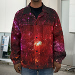 Fiery Nebula Universe Galaxy Space Print Men's Shirt Jacket