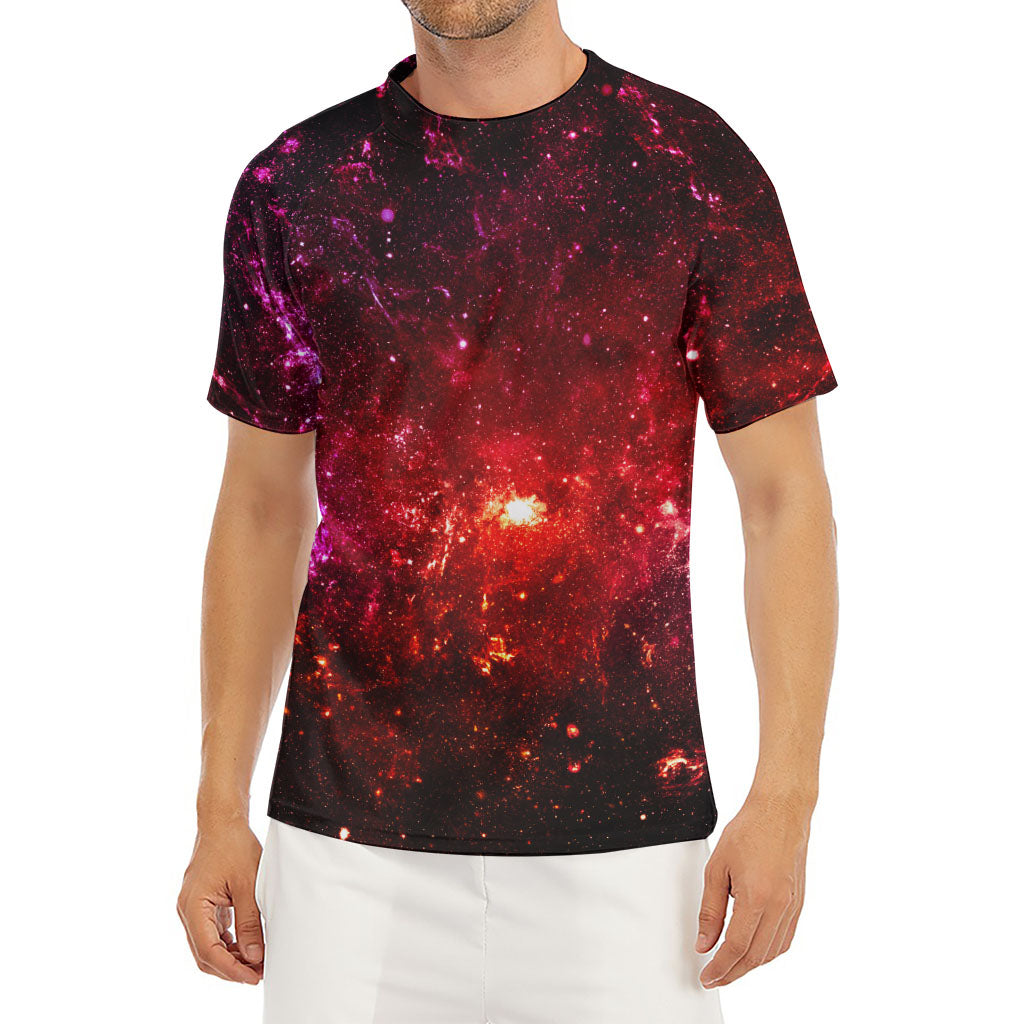 Fiery Nebula Universe Galaxy Space Print Men's Short Sleeve Rash Guard