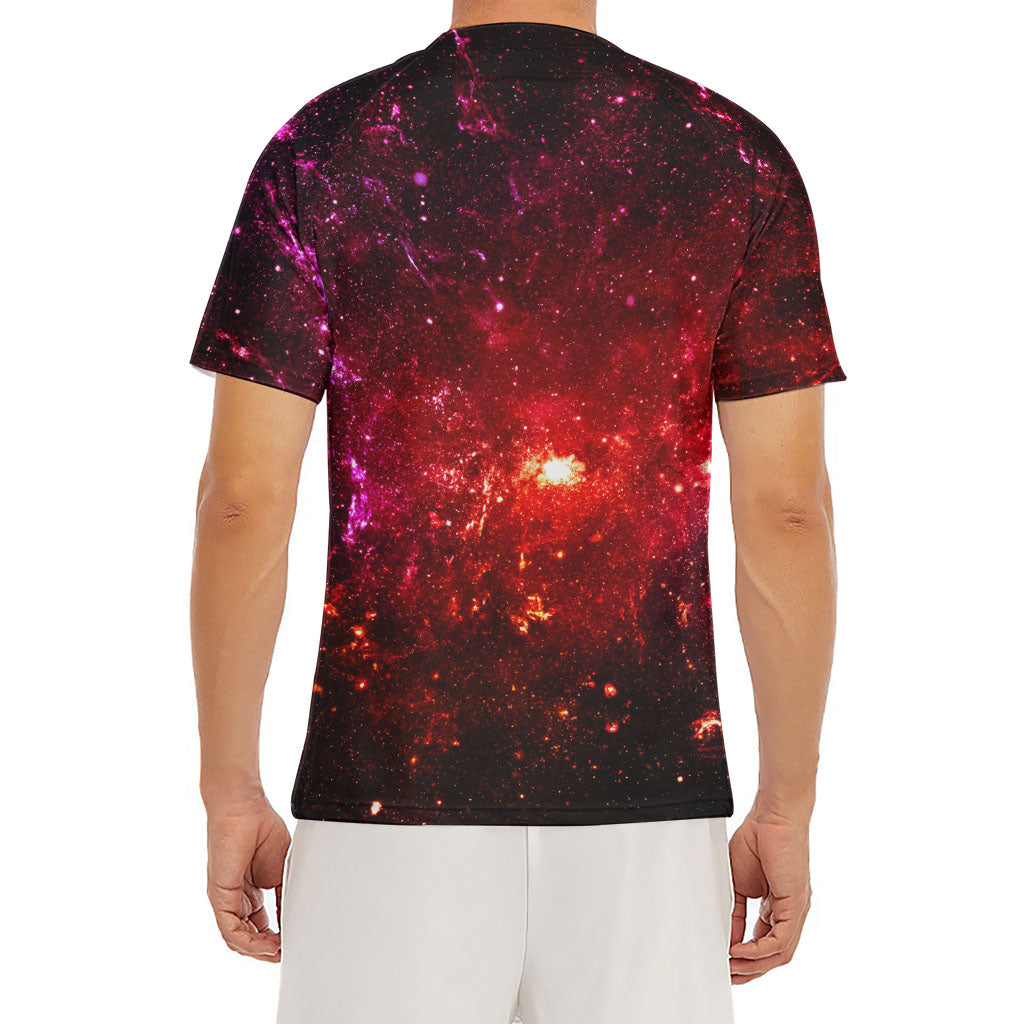 Fiery Nebula Universe Galaxy Space Print Men's Short Sleeve Rash Guard