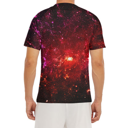 Fiery Nebula Universe Galaxy Space Print Men's Short Sleeve Rash Guard