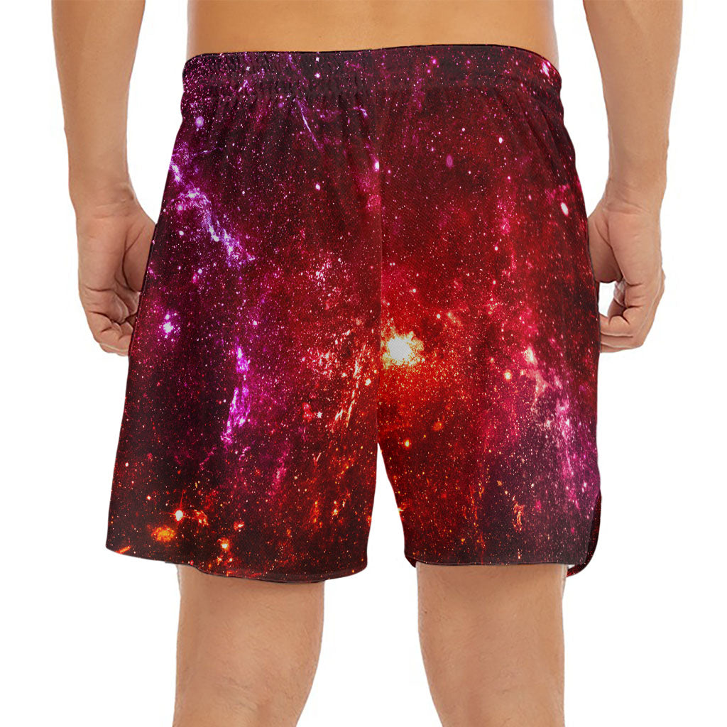 Fiery Nebula Universe Galaxy Space Print Men's Split Running Shorts