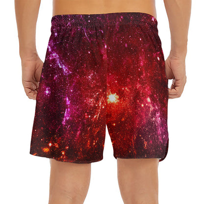 Fiery Nebula Universe Galaxy Space Print Men's Split Running Shorts