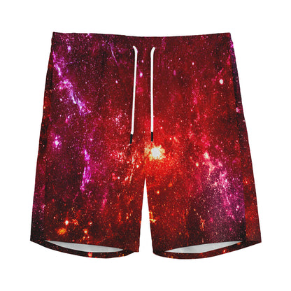 Fiery Nebula Universe Galaxy Space Print Men's Sports Shorts