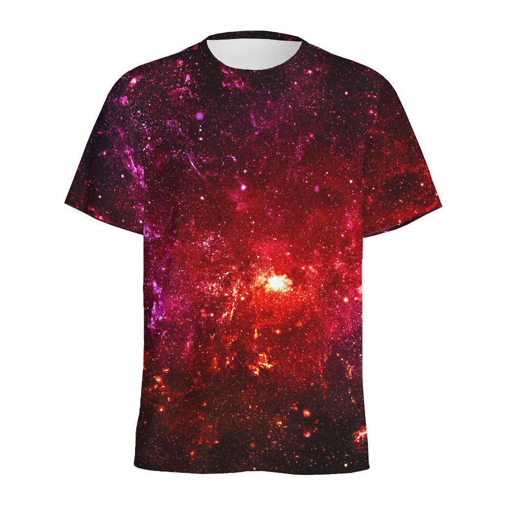 Fiery Nebula Universe Galaxy Space Print Men's Sports T-Shirt