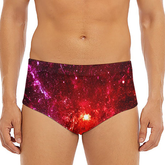 Fiery Nebula Universe Galaxy Space Print Men's Triangle Swim Briefs
