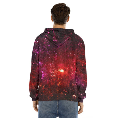 Fiery Nebula Universe Galaxy Space Print Men's Velvet Pullover Hoodie