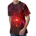 Fiery Nebula Universe Galaxy Space Print Men's Velvet T-Shirt