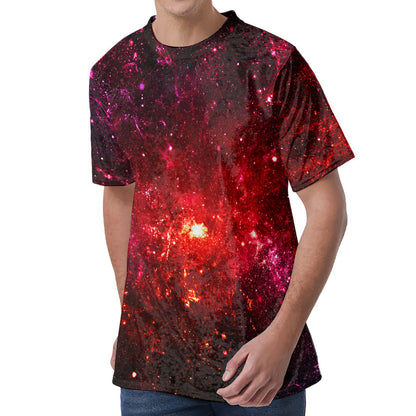 Fiery Nebula Universe Galaxy Space Print Men's Velvet T-Shirt
