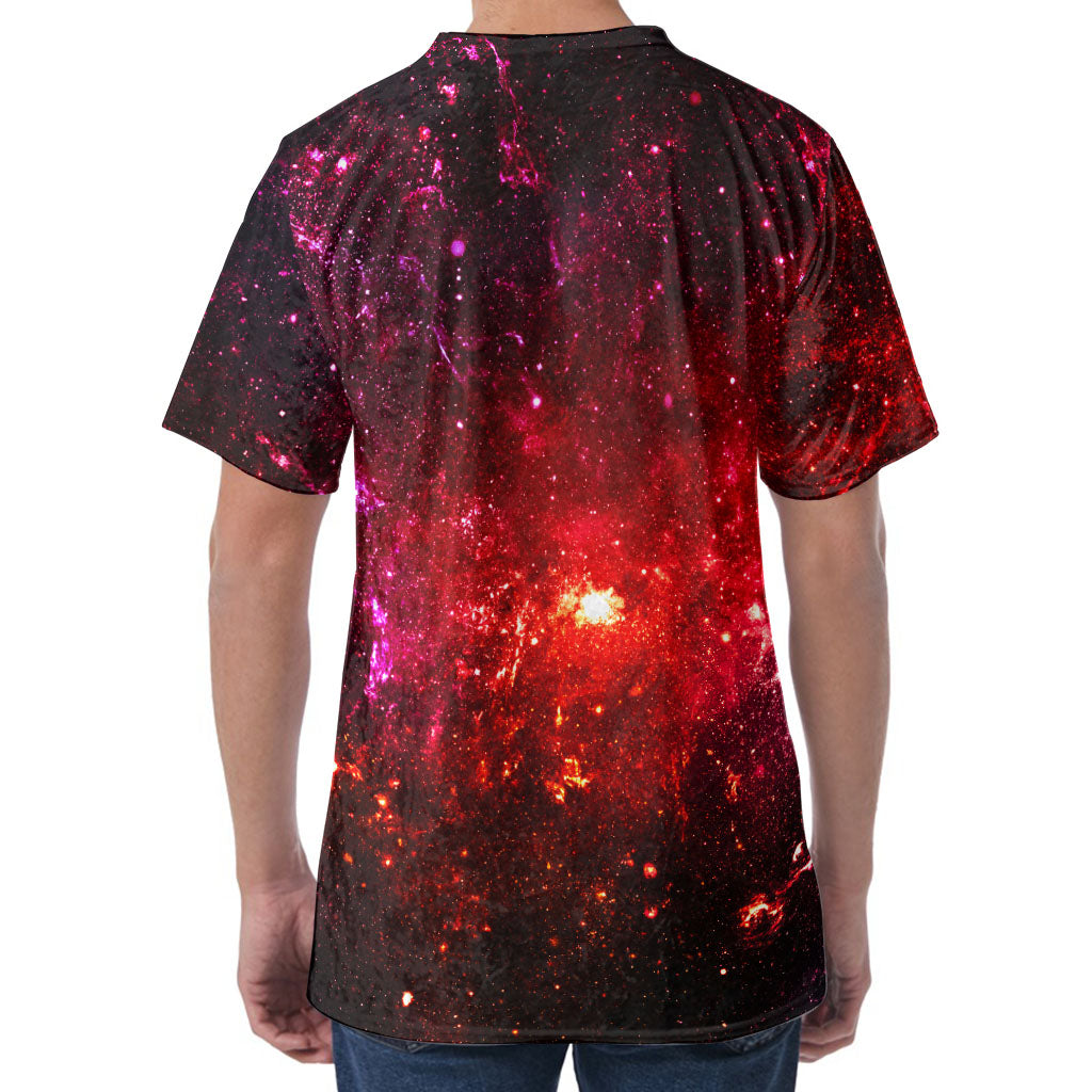 Fiery Nebula Universe Galaxy Space Print Men's Velvet T-Shirt