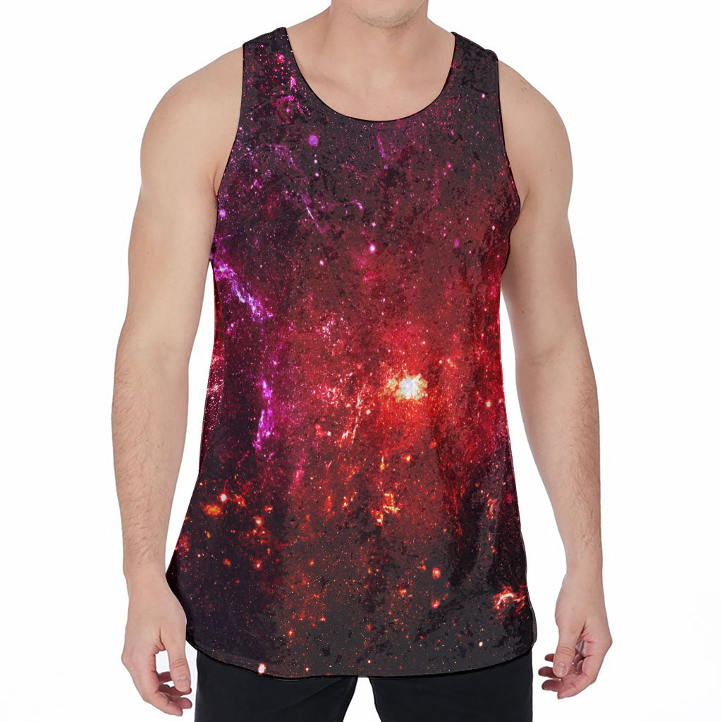 Fiery Nebula Universe Galaxy Space Print Men's Velvet Tank Top