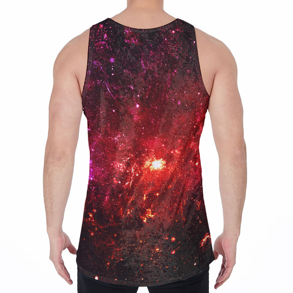Fiery Nebula Universe Galaxy Space Print Men's Velvet Tank Top