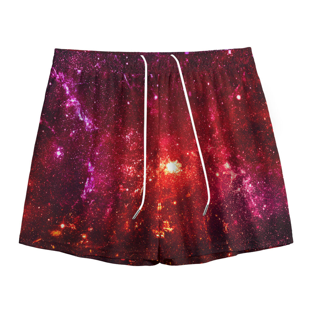 Fiery Nebula Universe Galaxy Space Print Mesh Shorts