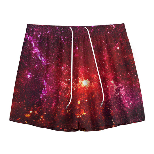 Fiery Nebula Universe Galaxy Space Print Mesh Shorts