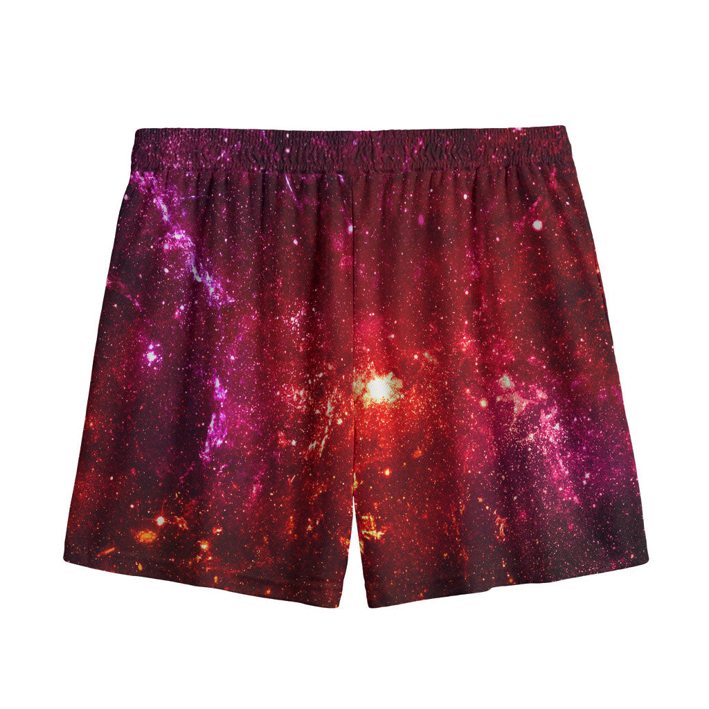 Fiery Nebula Universe Galaxy Space Print Mesh Shorts
