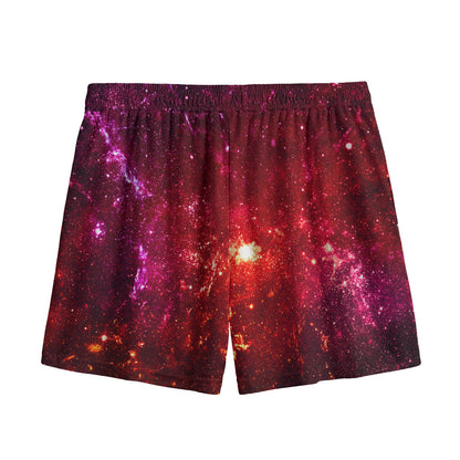Fiery Nebula Universe Galaxy Space Print Mesh Shorts