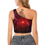 Fiery Nebula Universe Galaxy Space Print One Shoulder Crop Top