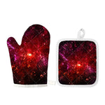 Fiery Nebula Universe Galaxy Space Print Oven Mitt And Pot Holder Set