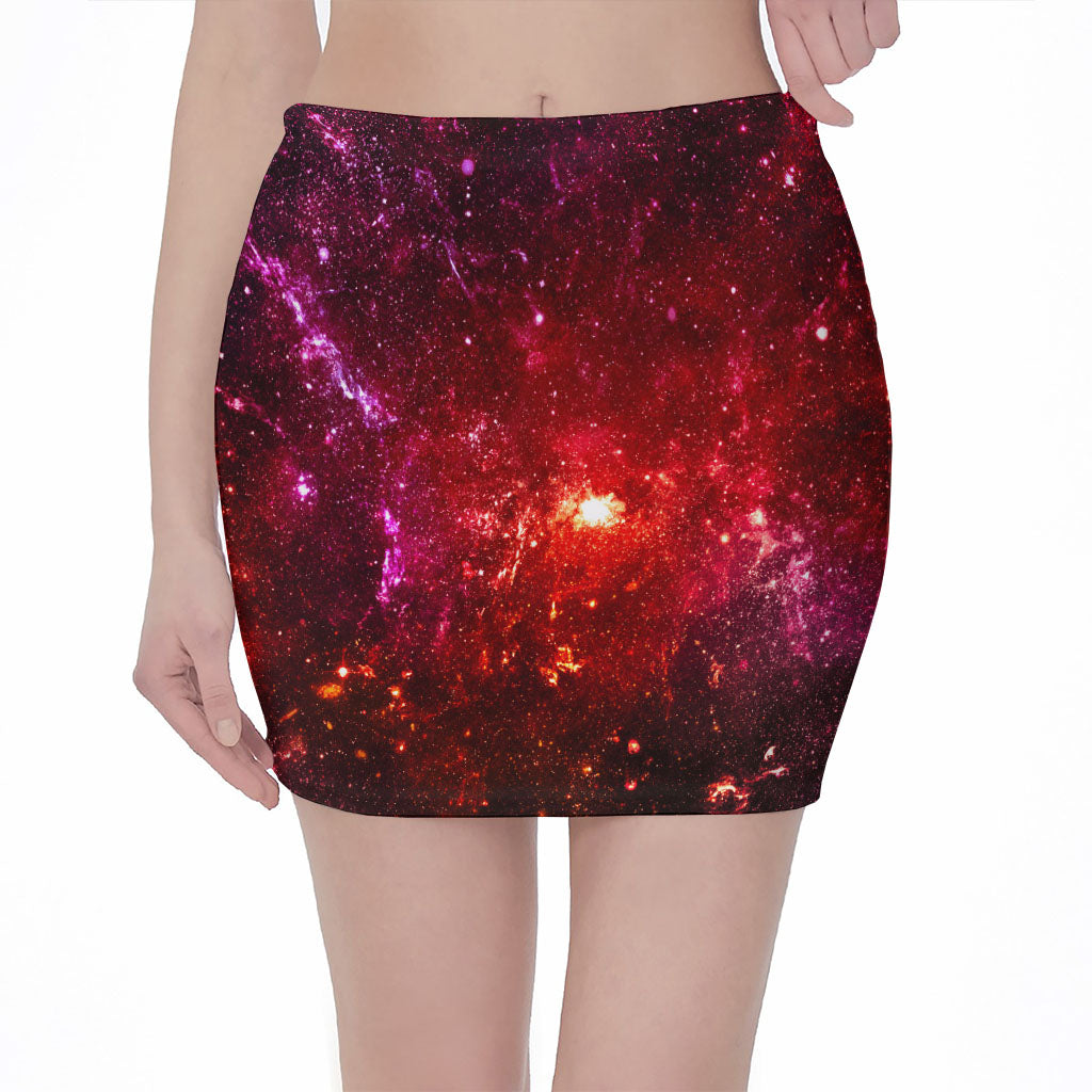 Fiery Nebula Universe Galaxy Space Print Pencil Mini Skirt