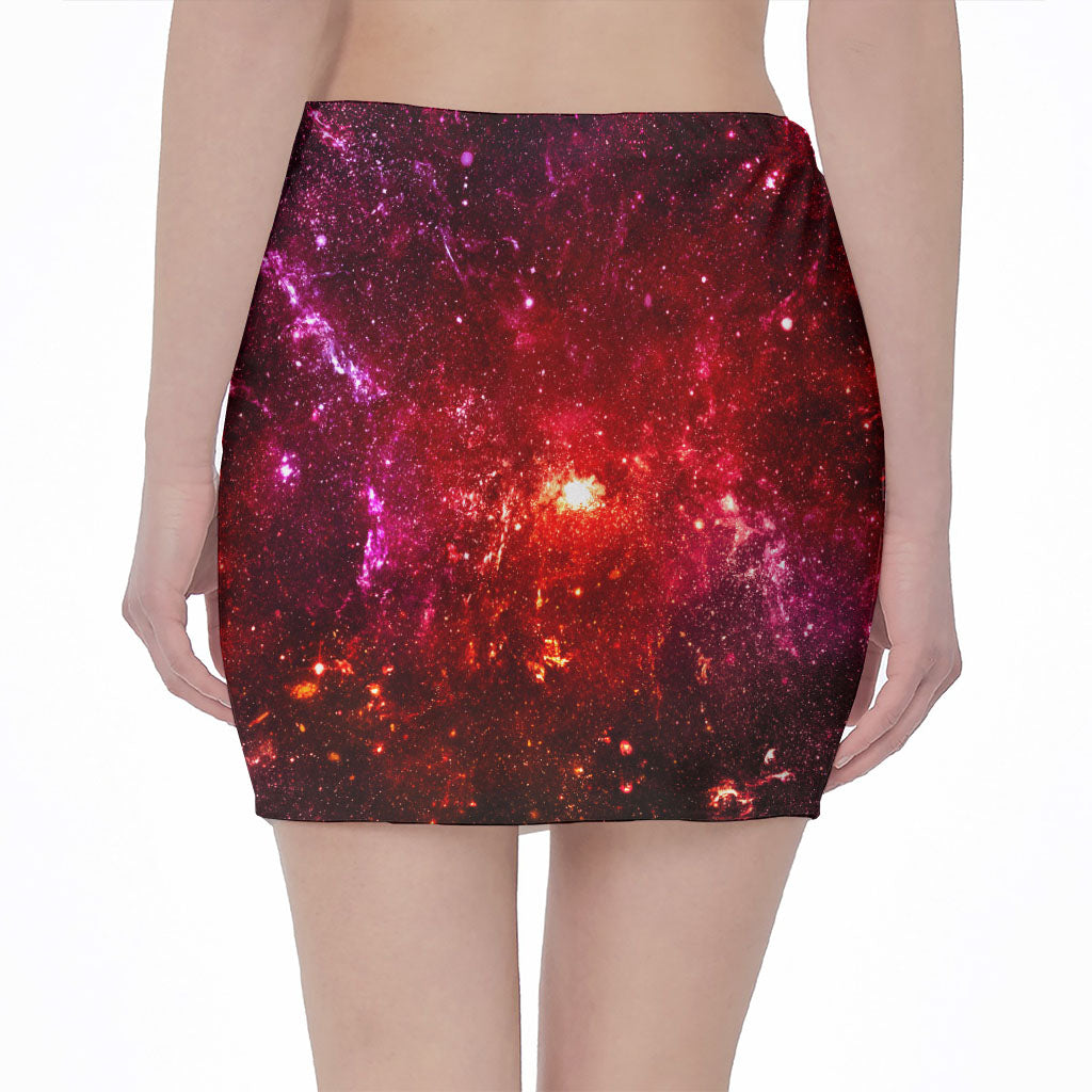 Fiery Nebula Universe Galaxy Space Print Pencil Mini Skirt
