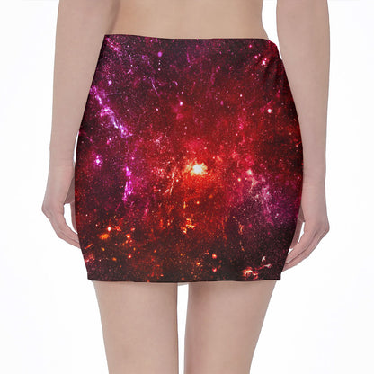 Fiery Nebula Universe Galaxy Space Print Pencil Mini Skirt