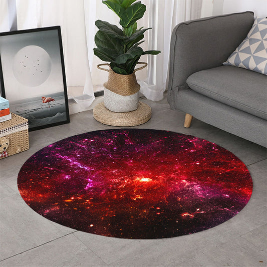 Fiery Nebula Universe Galaxy Space Print Round Rug