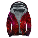 Fiery Nebula Universe Galaxy Space Print Sherpa Lined Zip Up Hoodie