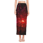 Fiery Nebula Universe Galaxy Space Print Side Slit Maxi Skirt