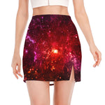 Fiery Nebula Universe Galaxy Space Print Side Slit Mini Skirt
