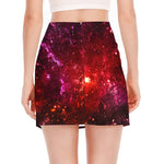 Fiery Nebula Universe Galaxy Space Print Side Slit Mini Skirt