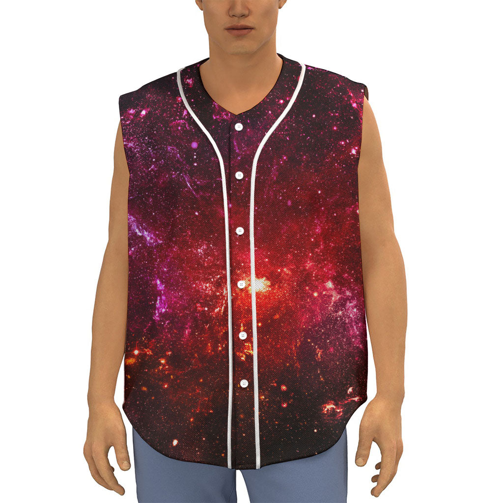 Fiery Nebula Universe Galaxy Space Print Sleeveless Baseball Jersey